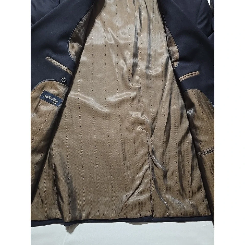 Joseph Feiss Gold Men Sport Coat 46S Dark Blue Wool Blazer Jacket Casual Classic